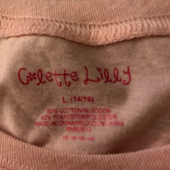 Girls large pink Graphic T-shirt with gold sequins. - Picture 3 of 5